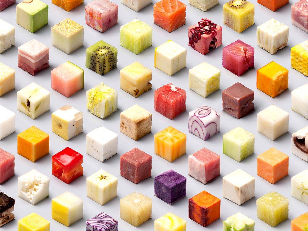 cubes of food