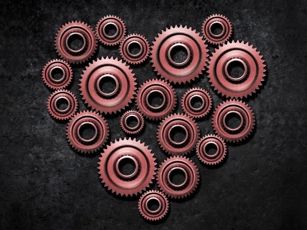 illustration of heart using gears