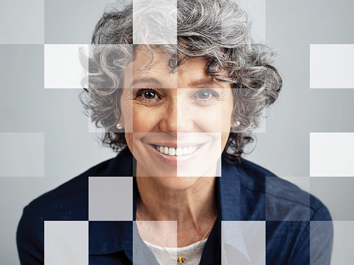 pixelated image of woman