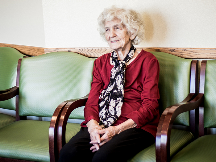 older woman in waiting room