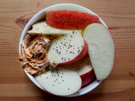 Wedged Apples with Almond Butter and Chia Seeds