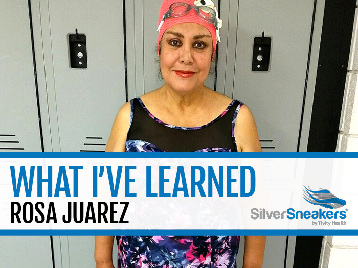Rosa Juarez ready for SilverSneakers Splash class
