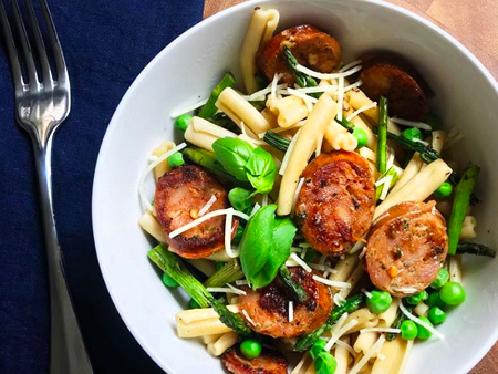 One-Dish Quick Sausage and Greens Pasta