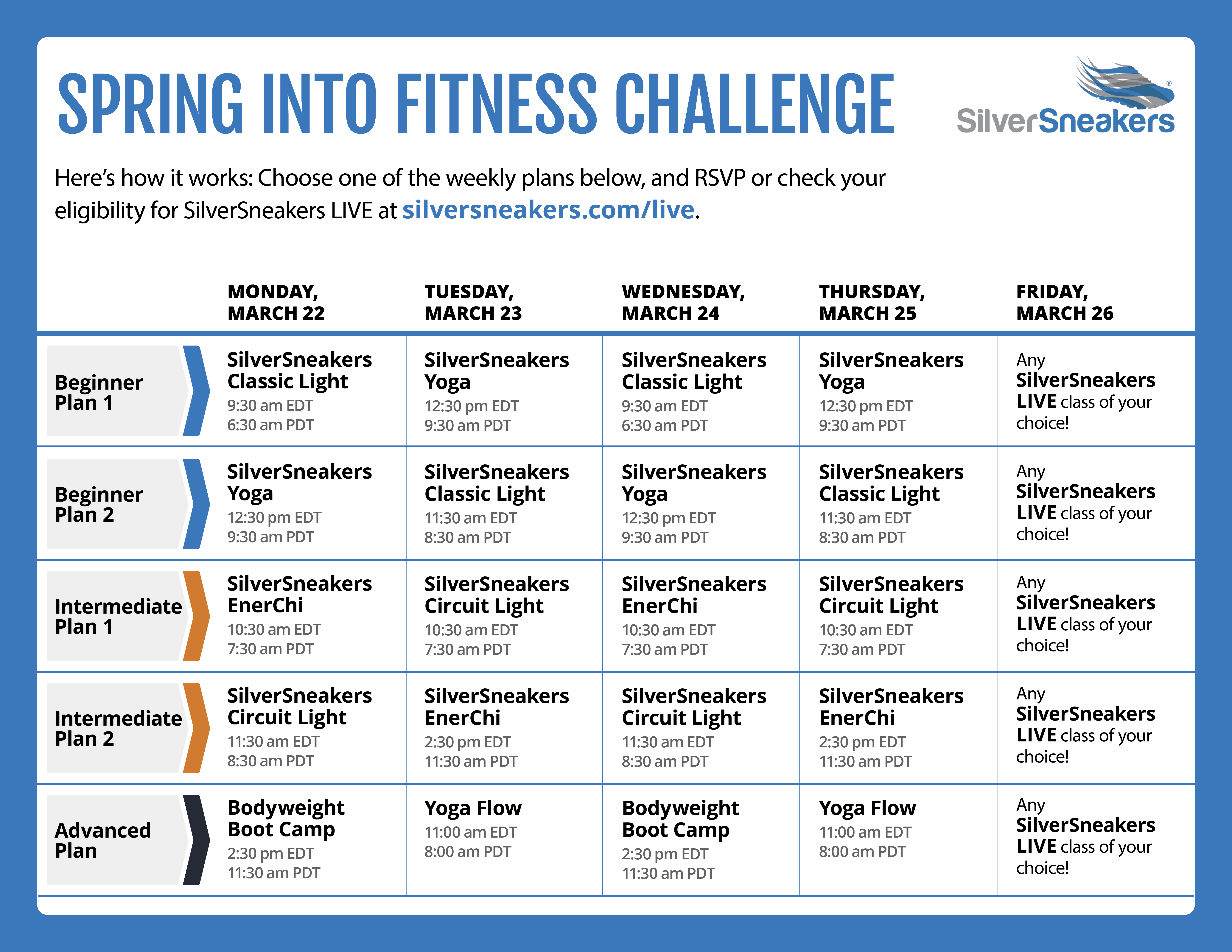SilverSneakers LIVE Challenge: Spring into Fitness - SilverSneakers